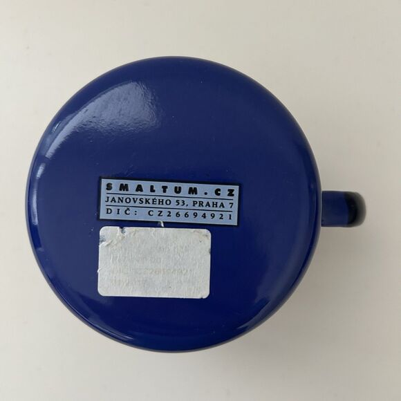 Smaltum Czech Enamelware Elephants Coffee Mug Cup Blue Colorful Prague - Picture 4 of 5